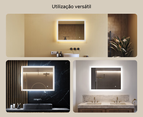 Espelho retangular de banheiro com iluminação LED 80x60 cm com Dual color, Interruptor tátil #2