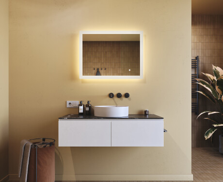 Espelho retangular de banheiro com iluminação LED 80x60 cm com Dual color, Interruptor tátil #8