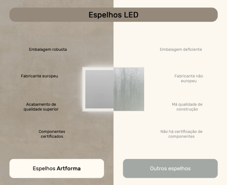 Espelho retangular de banheiro iluminado por LED 100x70 cm com Dual color, Interruptor tátil #6