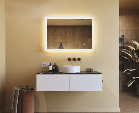 Espelho retangular de banheiro iluminado por LED 100x70 cm com Dual color, Interruptor tátil #8