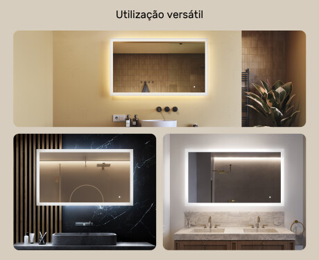 Espelho de banheiro retangular com iluminação LED 120x70 cm com Dual color, Interruptor tátil #2