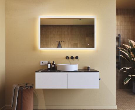 Espelho de banheiro retangular com iluminação LED 120x70 cm com Dual color, Interruptor tátil #8