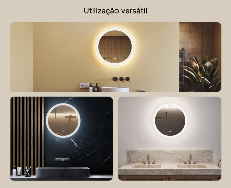 Espelhos redondos de banheiro com iluminação LED 60 cm com Dual color, Interruptor tátil, Desembaciador #2