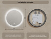 Espelhos redondos de banheiro com iluminação LED 60 cm com Dual color, Interruptor tátil, Desembaciador #8