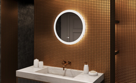Espelhos redondos de banheiro com iluminação LED 60 cm com Dual color, Interruptor tátil, Desembaciador