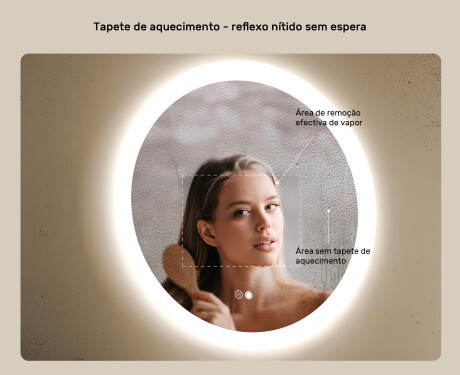 Espelho redondo de banheiro com iluminação LED 80 cm com Dual color, Interruptor tátil, Desembaciador #5