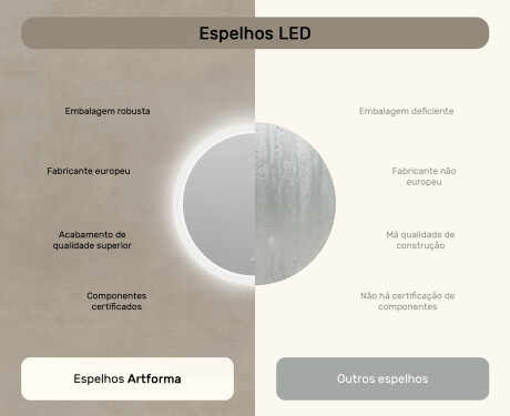 Espelho redondo de banheiro com iluminação LED 80 cm com Dual color, Interruptor tátil, Desembaciador #7