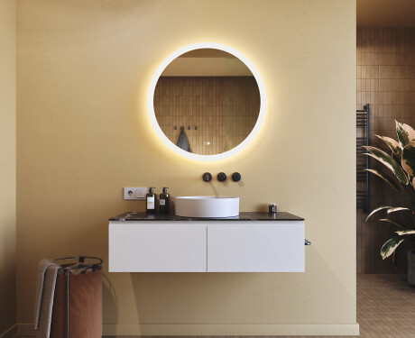 Espelho redondo de banheiro com iluminação LED 80 cm com Dual color, Interruptor tátil, Desembaciador #9
