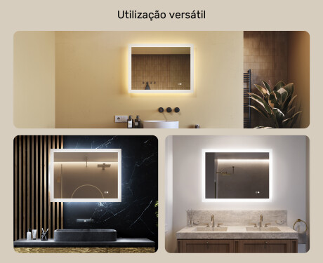 Espelho retangular de banheiro LED 80x60 cm com Dual color, Interruptor tátil, Desembaciador #2