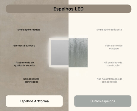Espelho retangular de banheiro LED 80x60 cm com Dual color, Interruptor tátil, Desembaciador #7