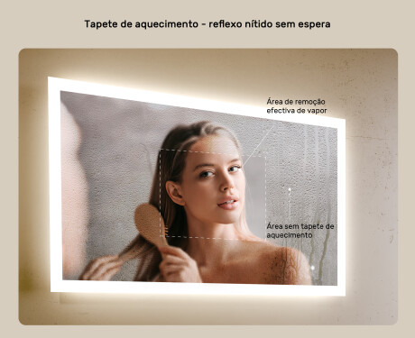 Espelho retangular de banheiro com iluminação LED 100x70 cm com Dual color, Interruptor tátil, Desembaciador #5