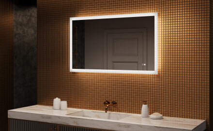 Espelho retangular de banheiro iluminado por LED 120x70 cm com Dual color, Interruptor tátil, Desembaciador