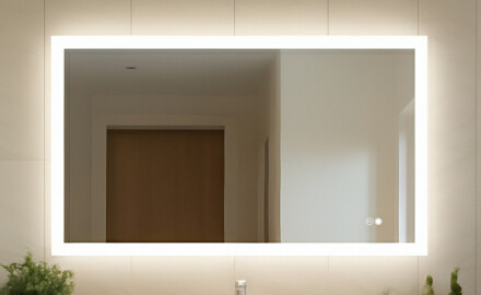 Espelho retangular de banheiro iluminado por LED 120x70 cm com Dual color, Interruptor tátil, Desembaciador