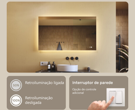 Espelho retangular de casa de banho com iluminação LED 80x60/60x80 cm, dupla cor, interruptor tátil, tapete de aquecimento #3