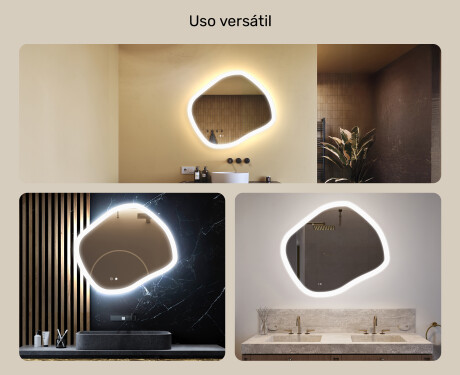 Espelho de banheiro com iluminação, 84×74 cm, bicolor, interruptor touch, tapete aquecedor #2