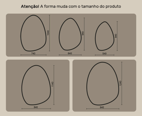 Espelho irregular com iluminação, 64×94 cm, bicolor, interruptor touch, tapete aquecedor #10