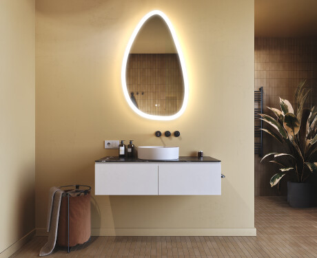Espelho irregular com iluminação, 64×104 cm, bicolor, interruptor touch, tapete aquecedor #9