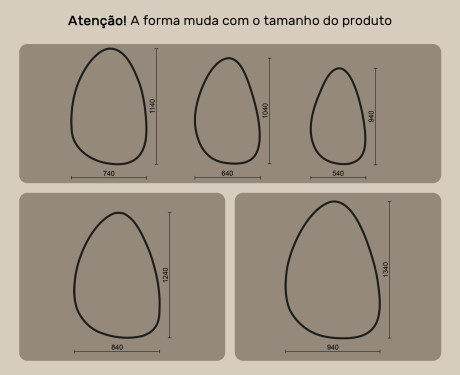 Espelho irregular com iluminação, 64×104 cm, bicolor, interruptor touch, tapete aquecedor #10