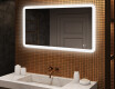 Espelho de banheiro arredondado com iluminação LED, 120×70 cm, bicolor, interruptor touch, tapete aquecedor
