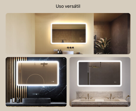 Espelho de banheiro arredondado com iluminação LED, 120×70 cm, bicolor, interruptor touch, tapete aquecedor #2