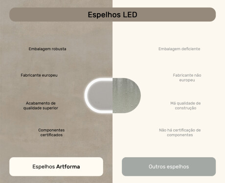 Espelho de banheiro iluminado, 80×50 cm, bicolor, interruptor touch, tapete aquecedor #7