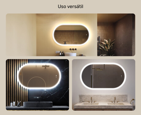 Espelho de banheiro iluminado, 120×70 cm, bicolor, interruptor touch, tapete aquecedor #2