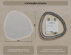 Espelho irregular com iluminação, 84×84 cm, bicolor, interruptor touch, tapete aquecedor #8