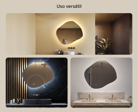 Espelho de banheiro com iluminação, 84×74 cm, bicolor, interruptor touch, tapete aquecedor #2