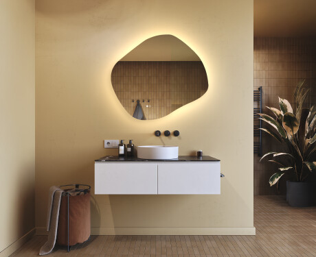 Espelho de banheiro com iluminação, 84×74 cm, bicolor, interruptor touch, tapete aquecedor #9