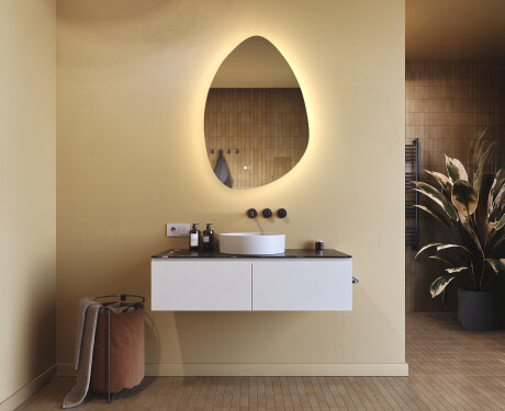 Espelho irregular com iluminação, 64×94 cm, bicolor, interruptor touch, tapete aquecedor #9