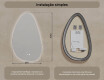 Espelho irregular com iluminação, 64×104 cm, bicolor, interruptor touch, tapete aquecedor #8