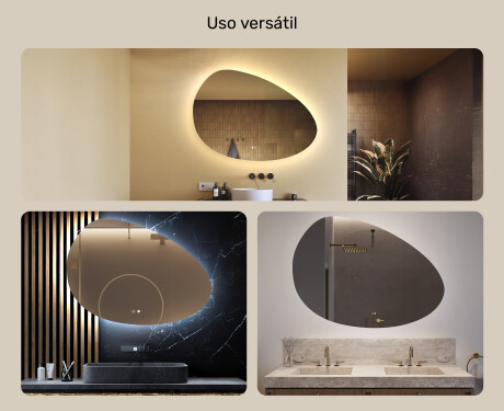 Espelho irregular com iluminação, 114×84 cm, bicolor, interruptor touch, tapete aquecedor #2