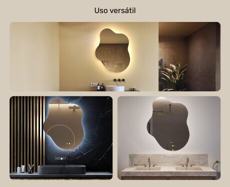 Espelho irregular com iluminação, 74×94 cm, bicolor, interruptor touch, tapete aquecedor #2