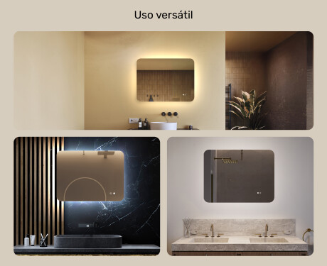 Espelho de banheiro arredondado com iluminação LED, 80×60 cm, bicolor, interruptor touch, tapete aquecedor #2