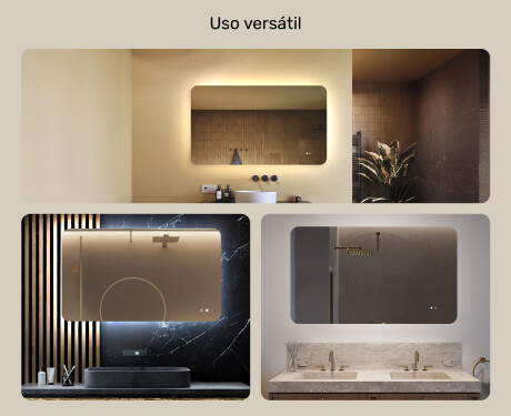 Espelho de banheiro arredondado com iluminação LED, 120×70 cm, bicolor, interruptor touch, tapete aquecedor #2