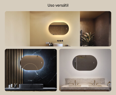 Espelho oval com iluminação LED 80x50/50x80 cm, dupla cor, interruptor tátil, tapete de aquecimento #2