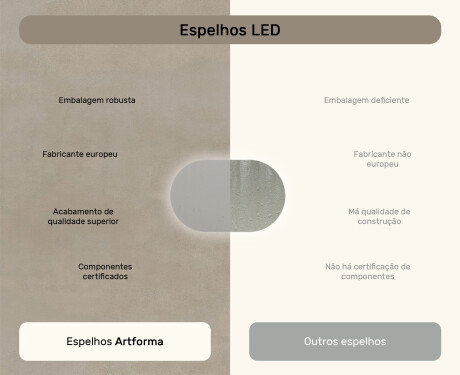 Espelho de banheiro iluminado, 80×50 cm, bicolor, interruptor touch, tapete aquecedor #7