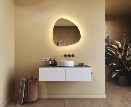 Espelho irregular com iluminação, 64×64 cm, bicolor, interruptor touch, tapete aquecedor #9