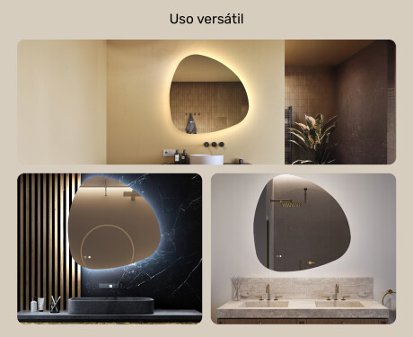Espelho irregular com iluminação, 94×94 cm, bicolor, interruptor touch, tapete aquecedor #2