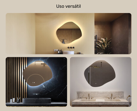 Espelho de banheiro com iluminação, 74×64 cm, bicolor, interruptor touch, tapete aquecedor #2