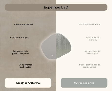 Espelho de banheiro com iluminação, 74×64 cm, bicolor, interruptor touch, tapete aquecedor #7