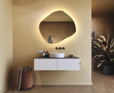 Espelho de banheiro com iluminação, 94×84 cm, bicolor, interruptor touch, tapete aquecedor #9