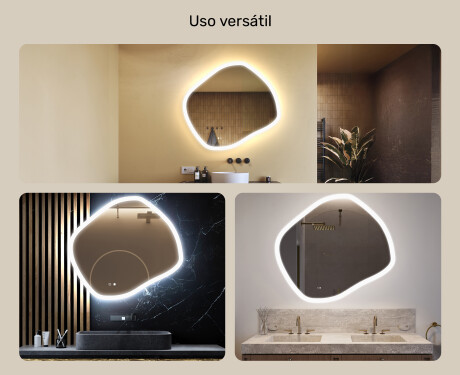 Espelho de banheiro com iluminação, 104×94 cm, bicolor, interruptor touch, tapete aquecedor #2