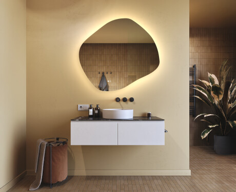 Espelho de banheiro com iluminação, 104×94 cm, bicolor, interruptor touch, tapete aquecedor #9