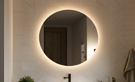 Espelho de casa de banho redondo iluminado 60 cm com luz neutra 4500K