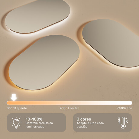 Espelho LED arredondado com iluminação - 80x60/100x70/120x70 cm com moldura de alumínio prateada #5