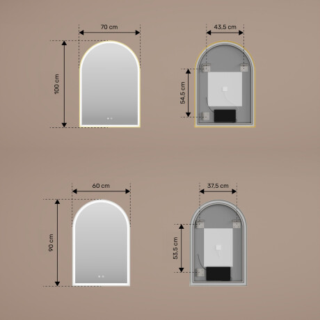 Espelho LED de formato irregular com moldura de alumínio dourado #3