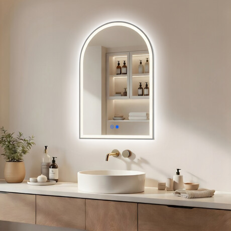 Espelho irregular com iluminação LED – 60x90/70x100 cm com moldura de alumínio prateada #1