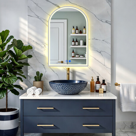 Espelho irregular com iluminação LED – 60x90/70x100 cm com moldura de alumínio prateada #8