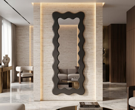 Espelho decorativo ondulado com moldura FLOW em MDF lacado